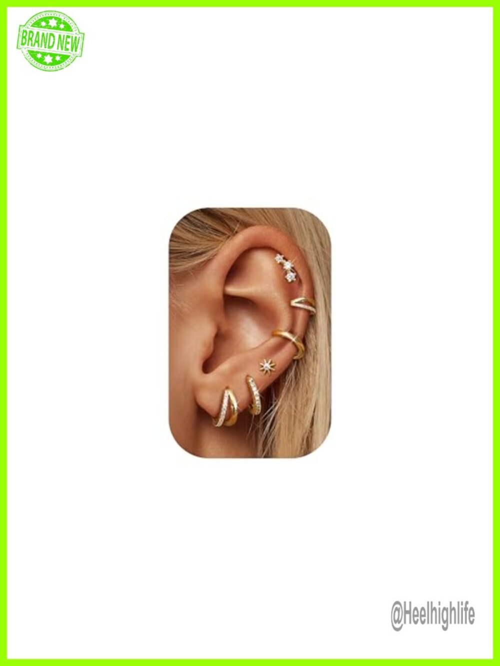 14K Gold Plated Small Hoop Earrings Hypoallergenic Stackable Set